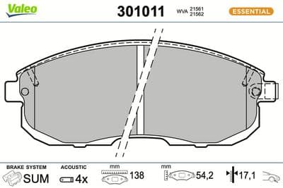 Juego de balatas de freno VALEO 301011
