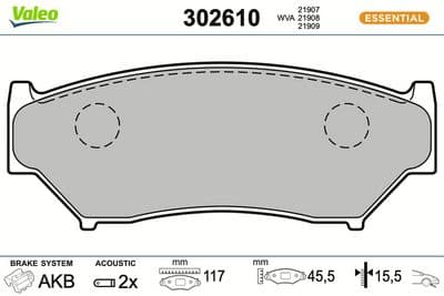 Juego de balatas de freno VALEO 302610