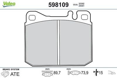 Juego de balatas de freno VALEO 598109