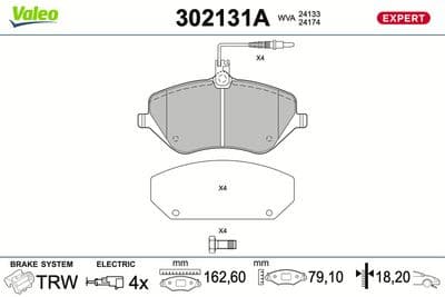Juego de balatas de freno VALEO 302131A