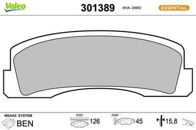 Juego de balatas de freno VALEO 301389