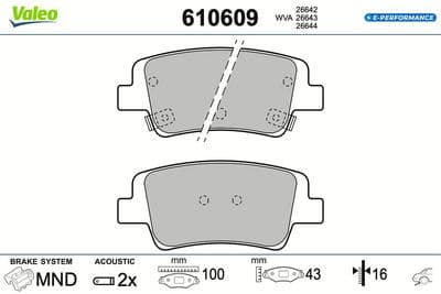 Juego de balatas de freno VALEO 610609