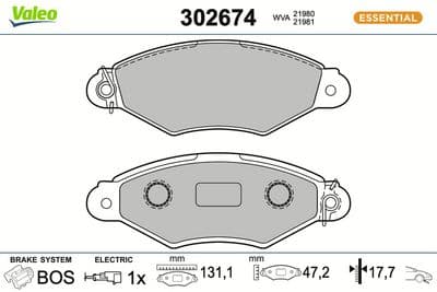 Juego de balatas de freno VALEO 302674