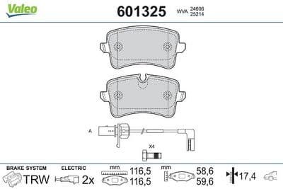 Juego de balatas de freno VALEO 601325