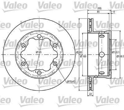 Disco de freno VALEO 187081