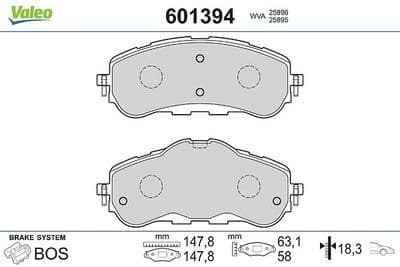 Juego de balatas de freno VALEO 601394