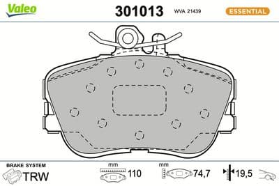 Juego de balatas de freno VALEO 301013