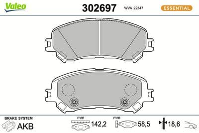 Juego de balatas de freno VALEO 302697