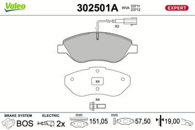 Juego de balatas de freno VALEO 302501A