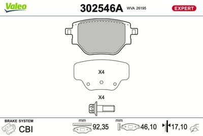 Juego de balatas de freno VALEO 302546A