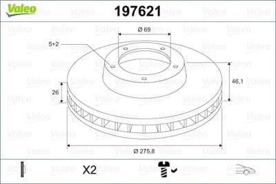 Disco de freno VALEO 197621