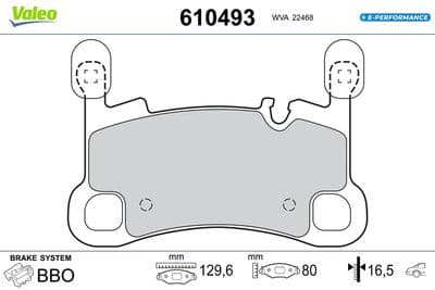 Juego de balatas de freno VALEO 610493
