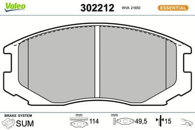 Juego de balatas de freno VALEO 302212