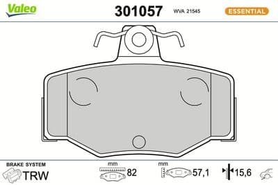 Juego de balatas de freno VALEO 301057