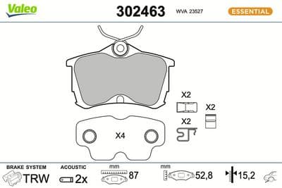 Juego de balatas de freno VALEO 302463