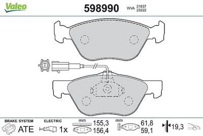 Juego de balatas de freno VALEO 598990