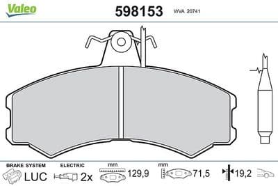 Juego de balatas de freno VALEO 598153