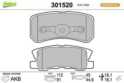 Juego de balatas de freno VALEO 301520