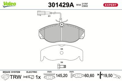 Juego de balatas de freno VALEO 301429A