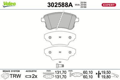 Juego de balatas de freno VALEO 302588A