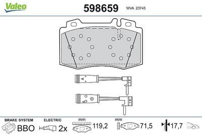 Juego de balatas de freno VALEO 598659