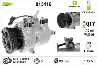 Compresor, aire acondicionado VALEO 813116