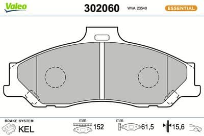 Juego de balatas de freno VALEO 302060