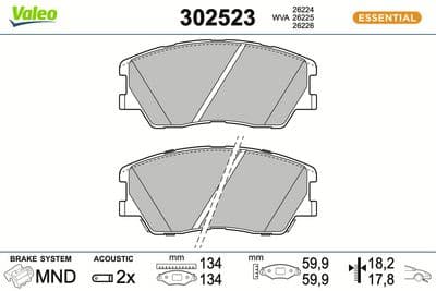 Juego de balatas de freno VALEO 302523