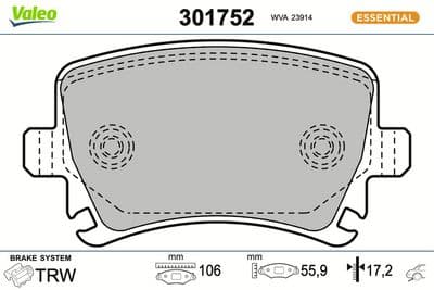 Juego de balatas de freno VALEO 301752