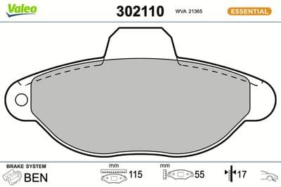 Juego de balatas de freno VALEO 302110