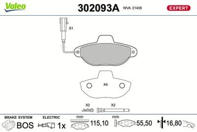 Juego de balatas de freno VALEO 302093A
