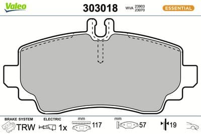 Juego de balatas de freno VALEO 303018