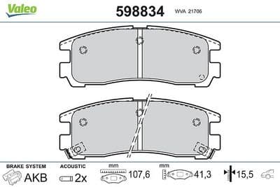 Juego de balatas de freno VALEO 598834