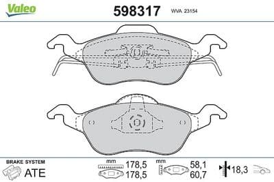 Juego de balatas de freno VALEO 598317