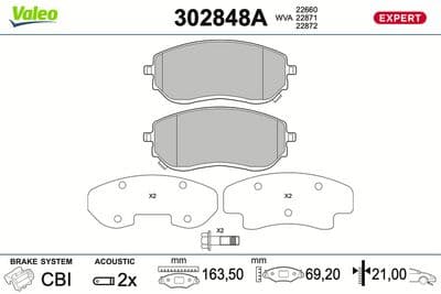 Juego de balatas de freno VALEO 302848A