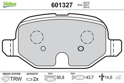 Juego de balatas de freno VALEO 601327