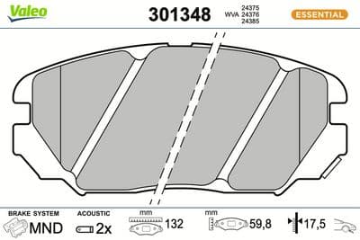 Juego de balatas de freno VALEO 301348