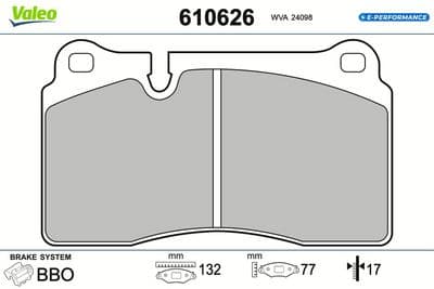 Juego de balatas de freno VALEO 610626
