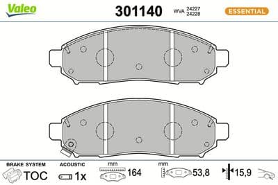 Juego de balatas de freno VALEO 301140