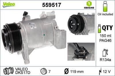 Compresor, aire acondicionado VALEO 559517