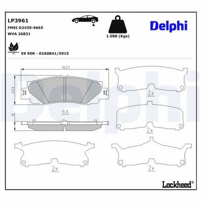 Juego de balatas de freno DELPHI LP3961