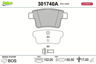Juego de balatas de freno VALEO 301740A