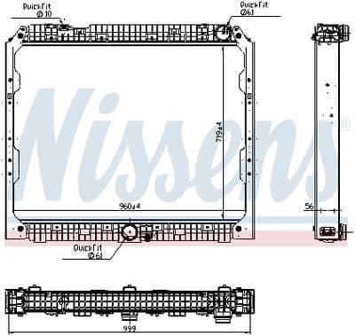 Radiador, refrigeración del motor NISSENS 627002