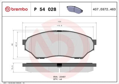 Juego de balatas de freno BREMBO P 54 028