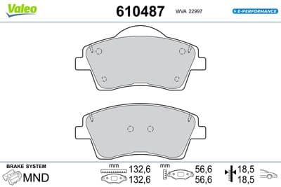 Juego de balatas de freno VALEO 610487