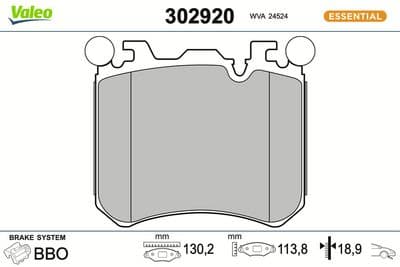 Juego de balatas de freno VALEO 302920
