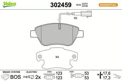 Juego de balatas de freno VALEO 302459