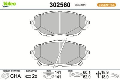 Juego de balatas de freno VALEO 302560