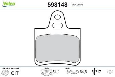 Juego de balatas de freno VALEO 598148