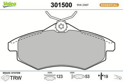 Juego de balatas de freno VALEO 301500